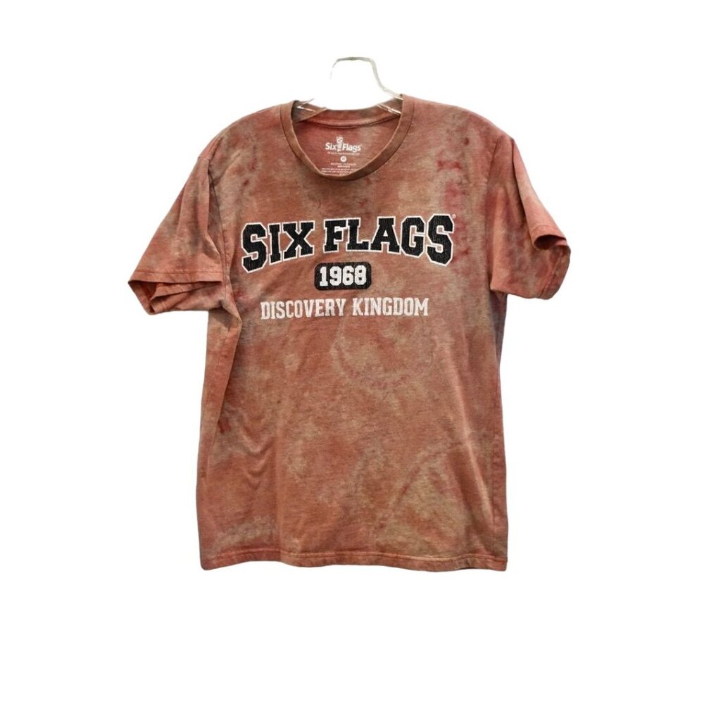 Unisex Six Flags Retro Custom Bleach Dye T-shirt Size M